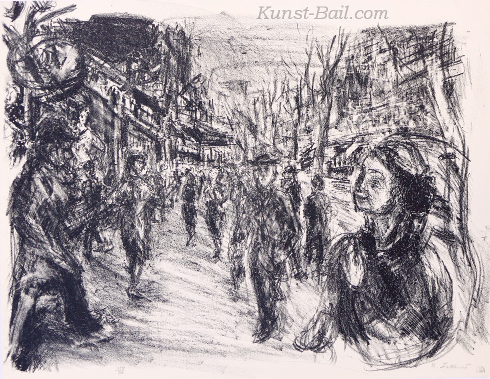 Robert Liebknecht, Pariser Straßenszene, Lithographie, signiert, nummeriert, um 1950-image