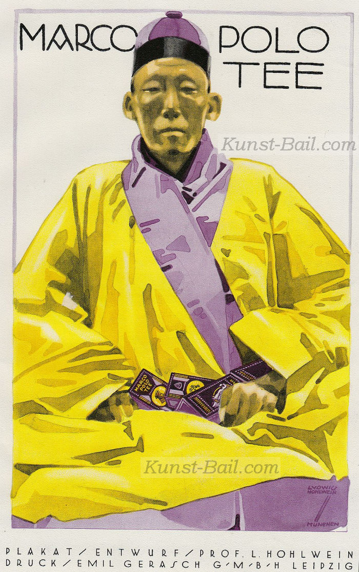 Werbegraphik - Marco Polo Tee, Original Kleinplakat, Ludwig Hohlwein, 1924-image