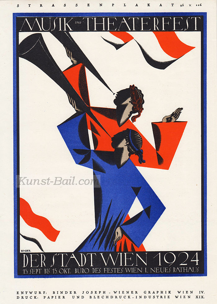 Werbegraphik: Musik und Theaterfest der Stadt Wien 1924, Kleinplakat, Lithographie-image