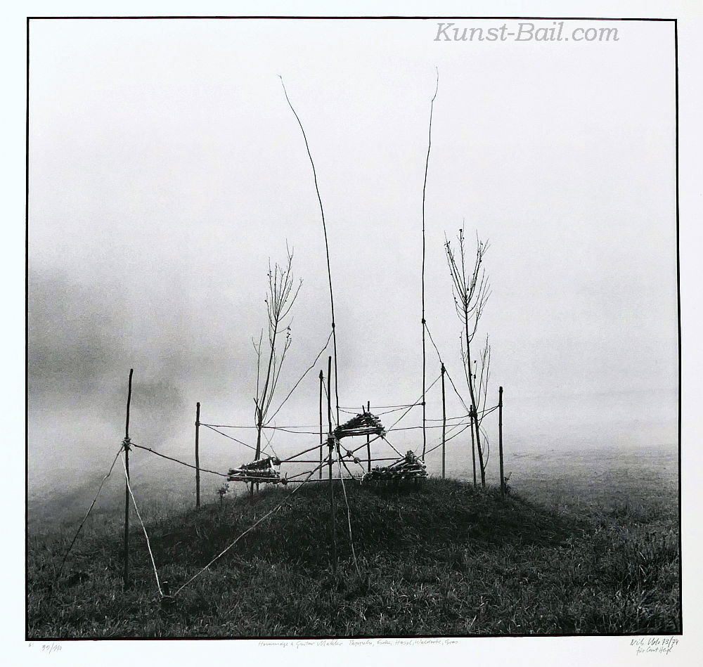 Nils Udo, Hommage à Gustav Mahler, Foto-Lithographie, signiert, betitelt, nummeriert, 1973-74, Widmung-image