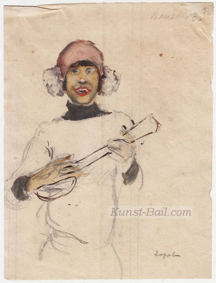 Ernst Oppler, Chocolade Kiddies (?), 6 aquarellierte Bleistiftskizzen, signiert, um 1925 ?-image