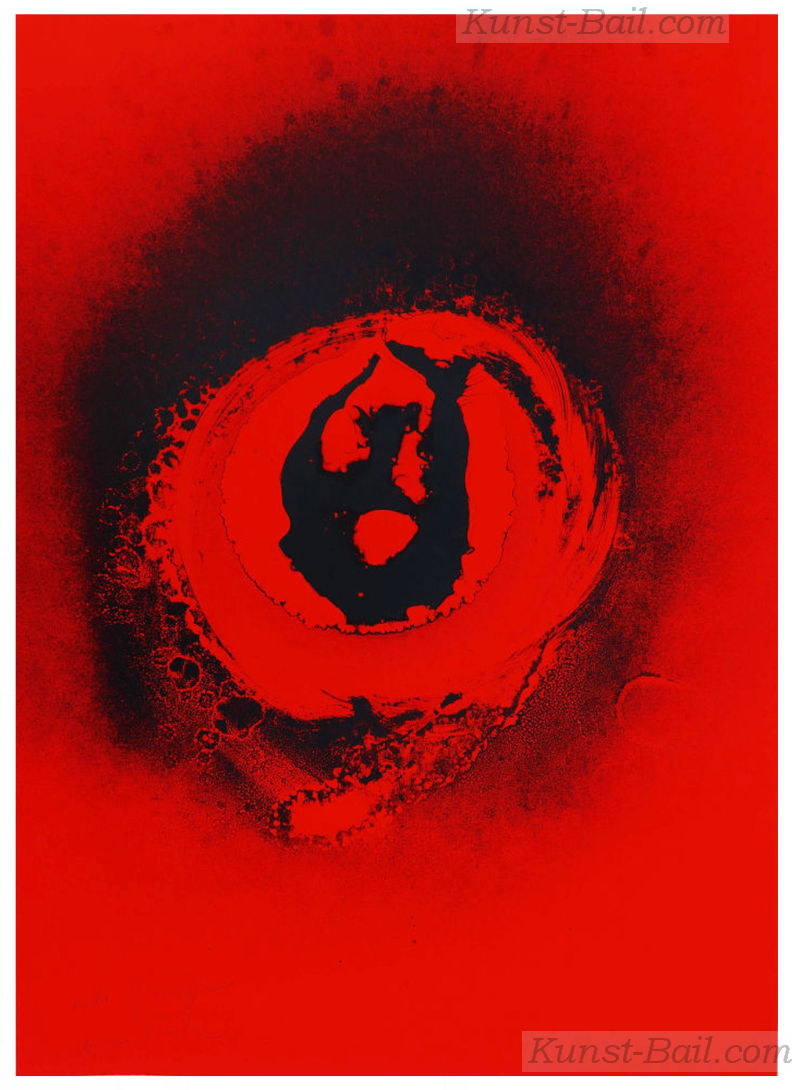 Otto Piene, Regular Red and Black, Farbserigraphie, 1972, signiert, EA, Widmung-image