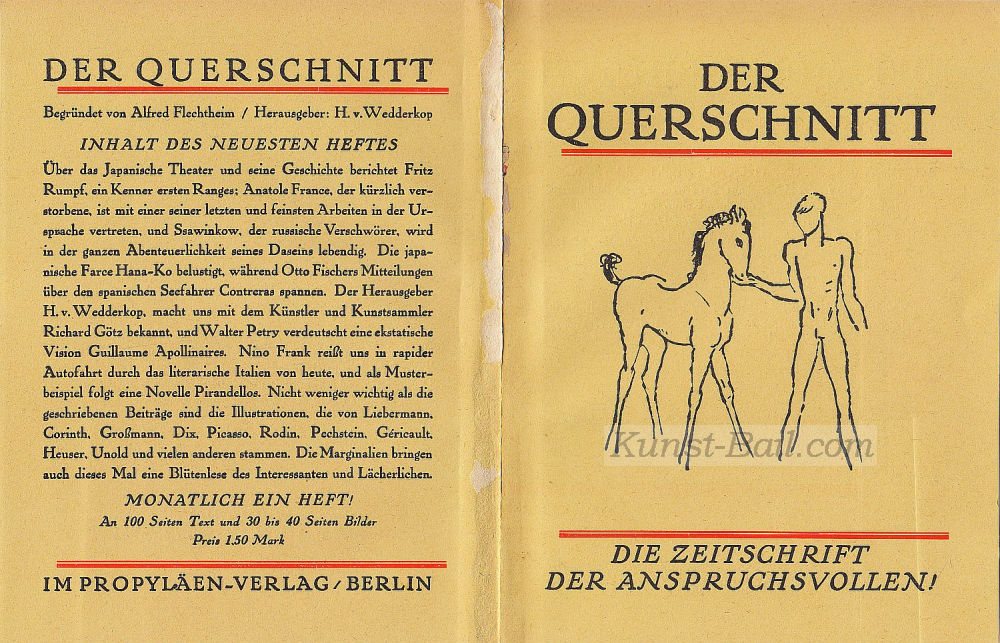 Werbebroschüre - Der Querschnitt, Die Zeitschrift der Anspruchsvollen, 4 Seiten, illustriert, 1924-image