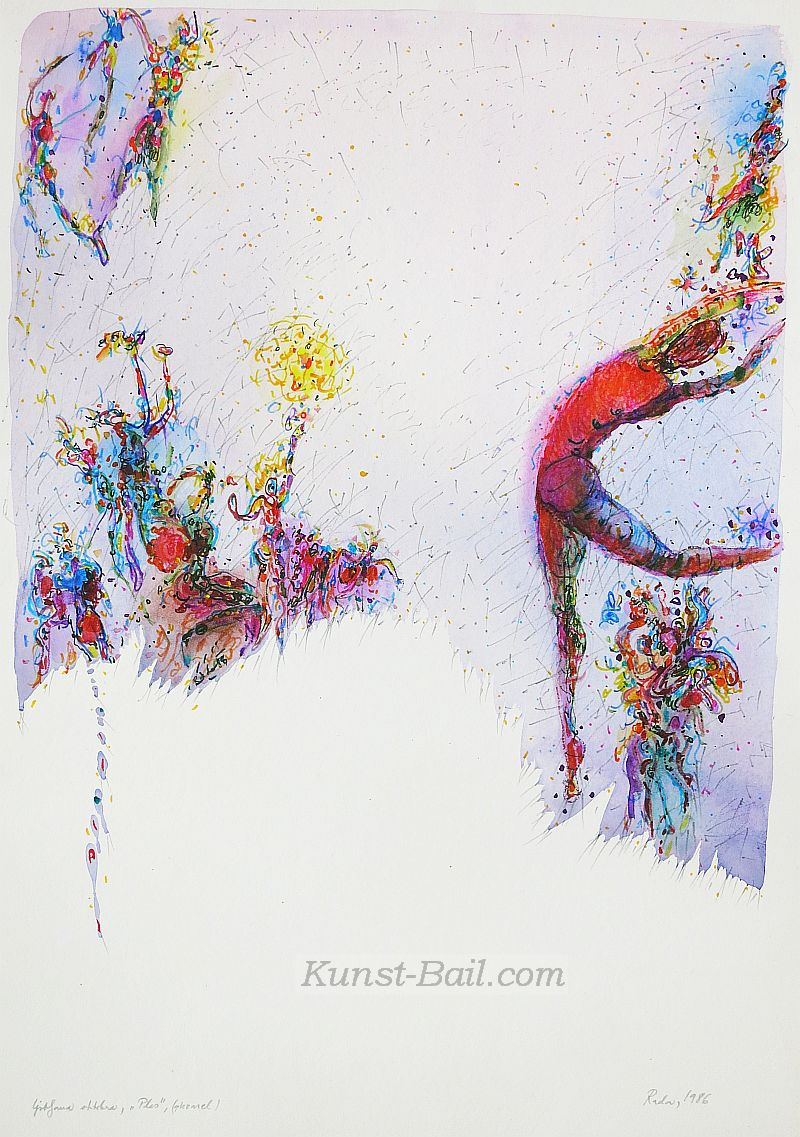 Slowenischer Künstler: Rada (?), Ples (d.h. „Tanzen“ auf Slowenisch), Aquarell, signiert, bezeichnet, 1986-image
