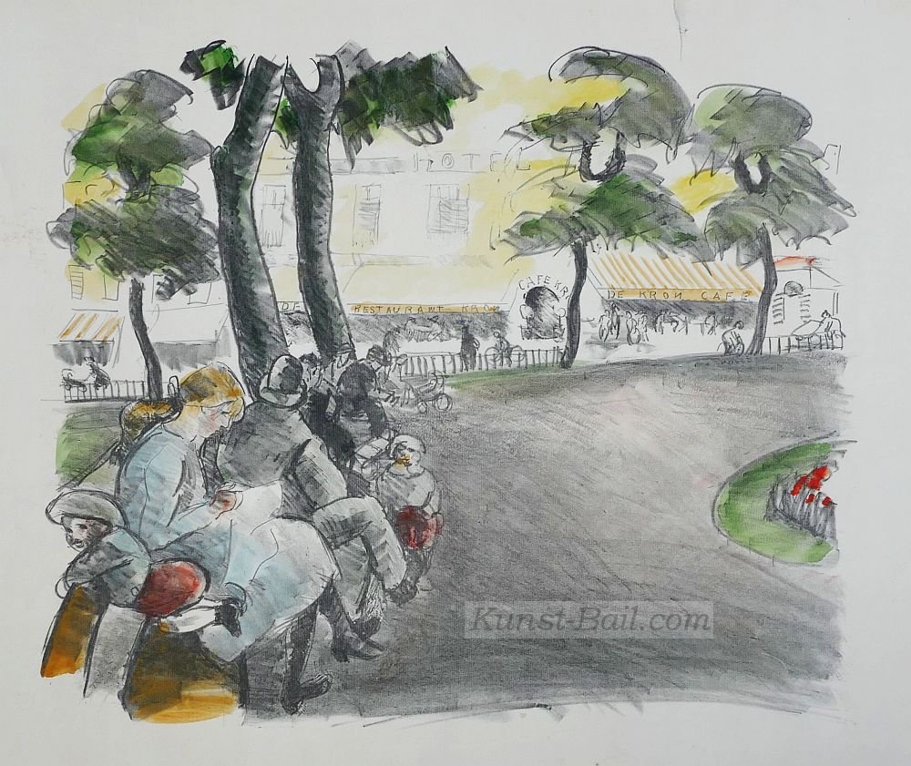 Lene Schneider-Kainer, Amsterdam, handkolorierte Lithographie, nicht signiert-image