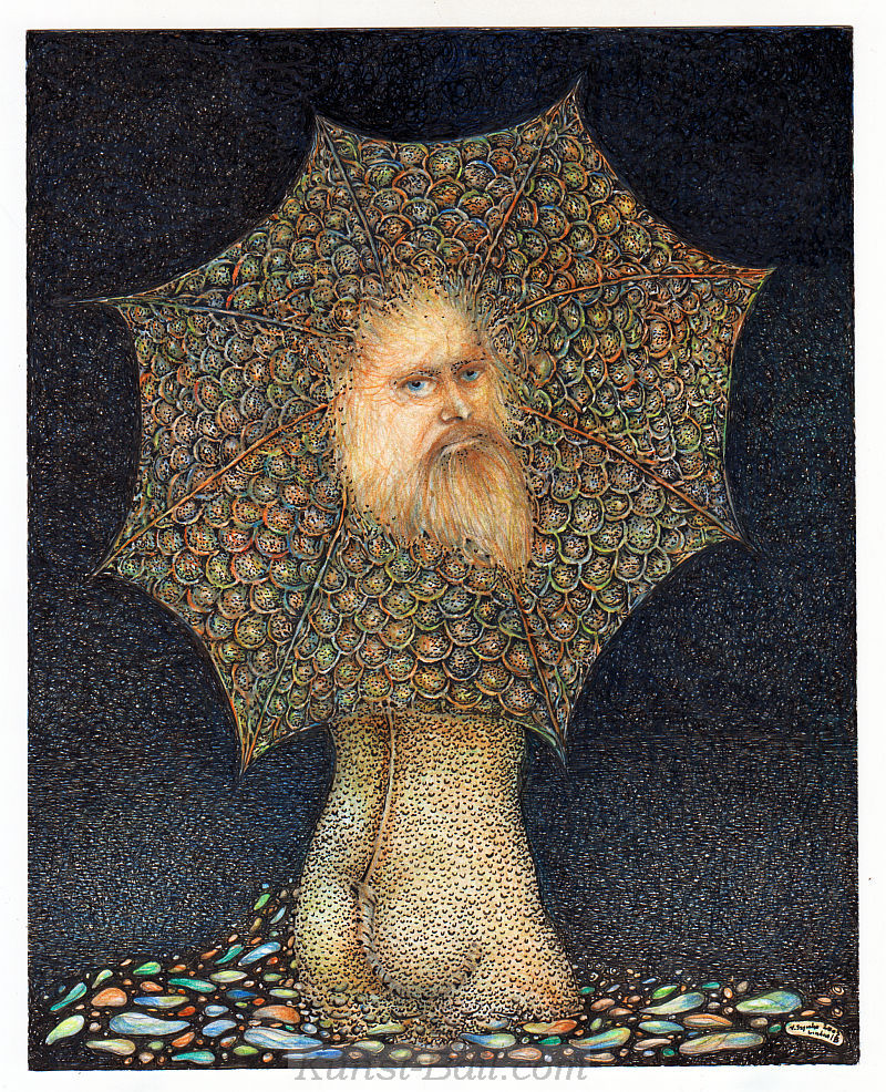 Szyszko Wladislaw, o.T., Regenschirmmensch, Mischtechnik, signiert, 2003-image