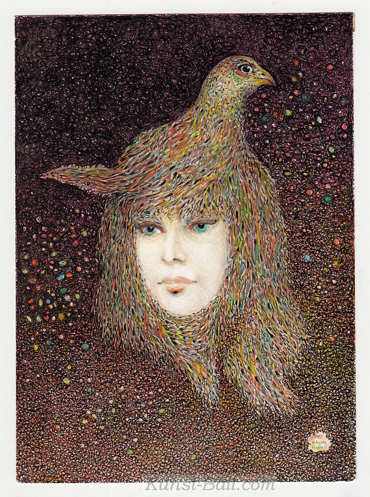 Szyszko Wladislaw, o.T., Vogelmensch, Mischtechnik, signiert, 2003-image