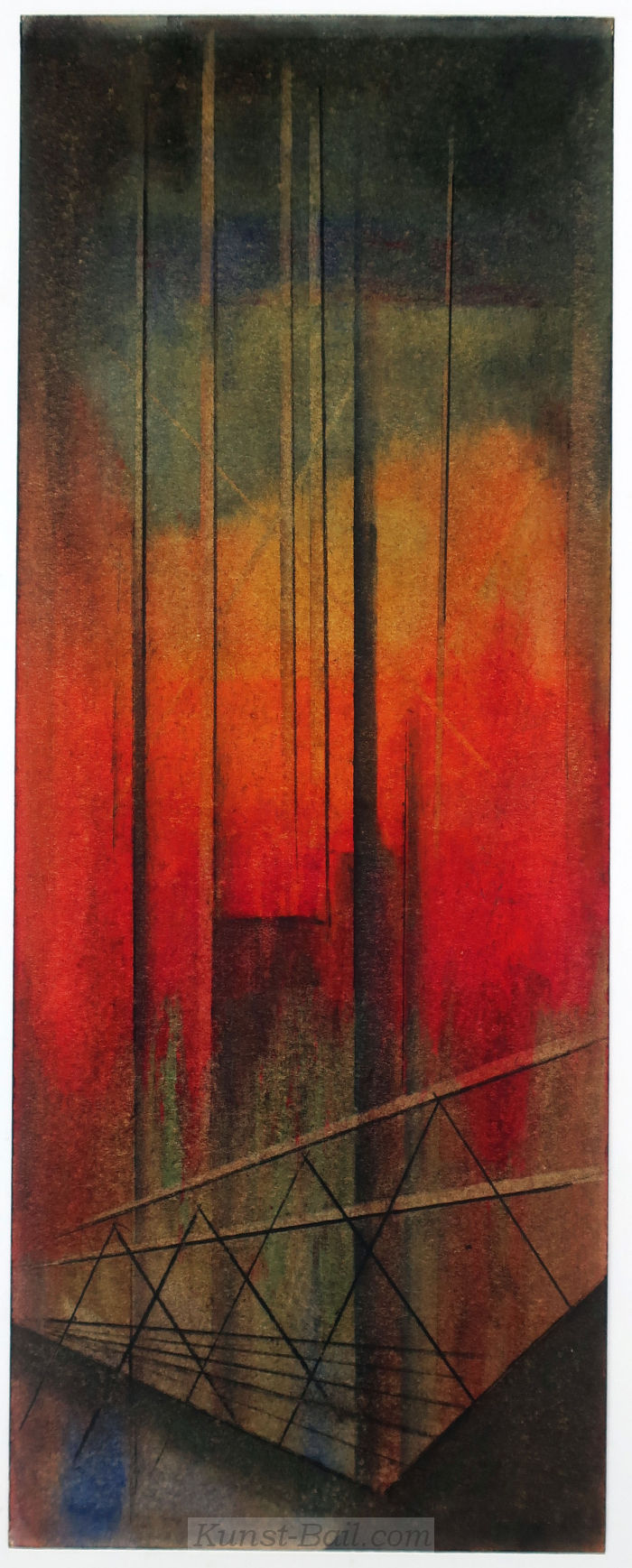 Unbekannter Künstler, o. T. (Brücke / Stadtsilhouette), Mischtechnik/Acryl-image