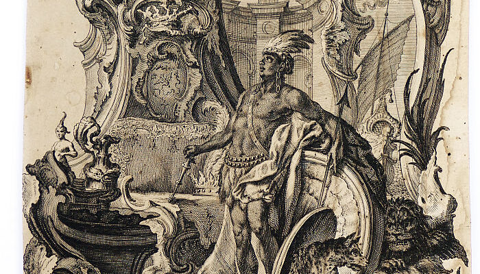 Jacob Gottlieb Thelott nach Johann Wolfgang Baumgartner, America, Kupferstich, um 1740