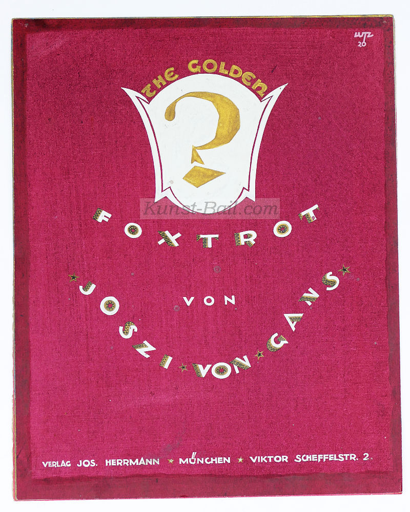 Ludwig Ehrenberger, The Golden ?, Foxtrott von Joszi von Gans, Titelblattentwurf, Aquarel, 1920-image