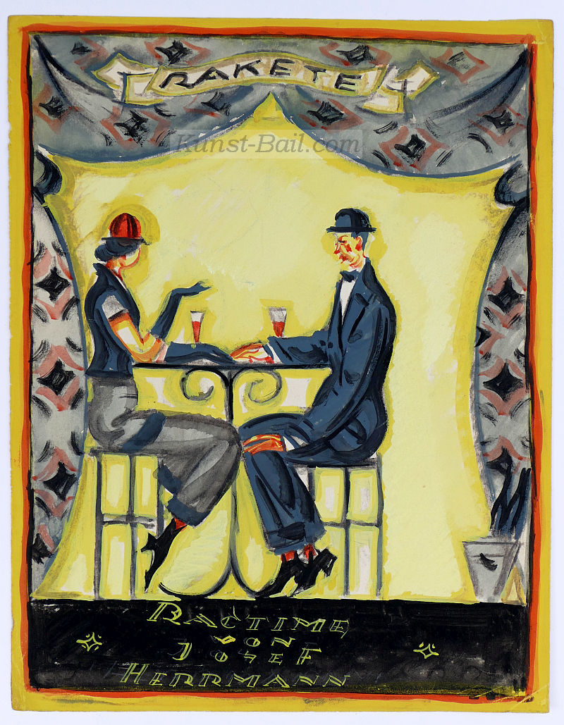 Unbekannter Künstler, Rakete, Ragtime von Josef Herrmann, Titelblattentwurf, Aquarell, um 1920-image