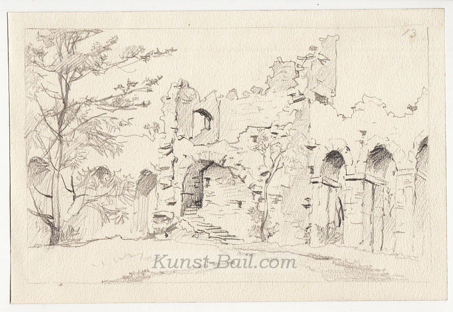 Josef Büche, Ruine, Bleistift, um 1890-image