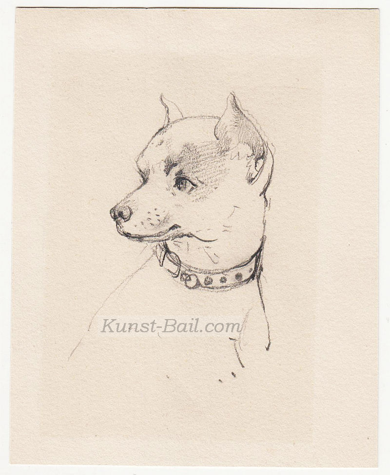 Josef Büche, 2 Skizzenblätter, Hundedarstellungen, Bleistift auf Papier, um 1890-image
