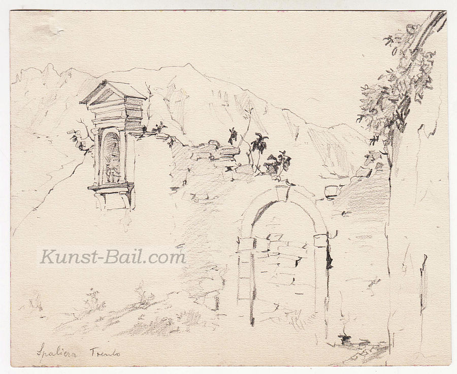 Josef Büche, 8 Skizzenblätter (davon 1 mit weiterer Skizze verso), Bleistift auf Papier, um 1890-image