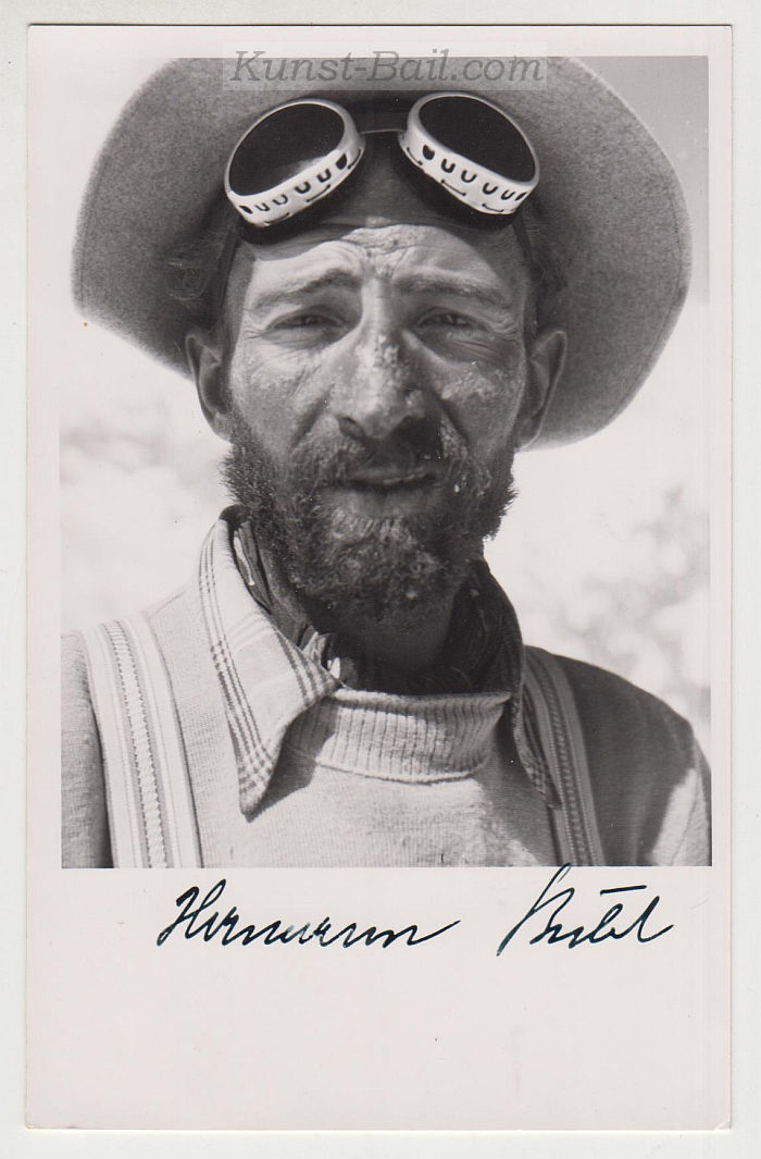 Hermann Buhl, Autogramm auf Foto, München 1953-image