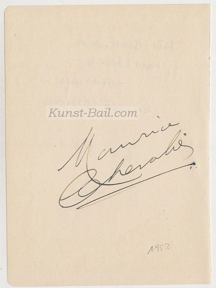 Maurice Chevalier, Autogramm auf Albumseite, 1953-image