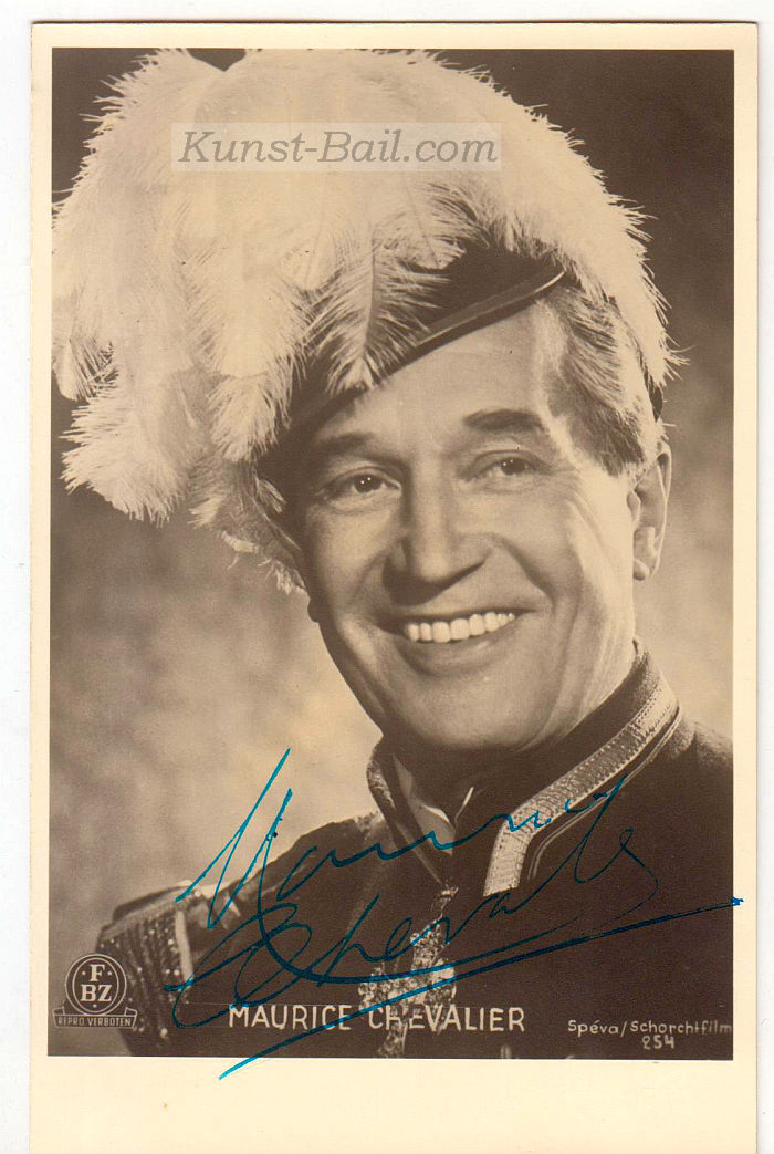 Maurice Chevalier, Autogramm auf Bildpostkarte, 1953-image