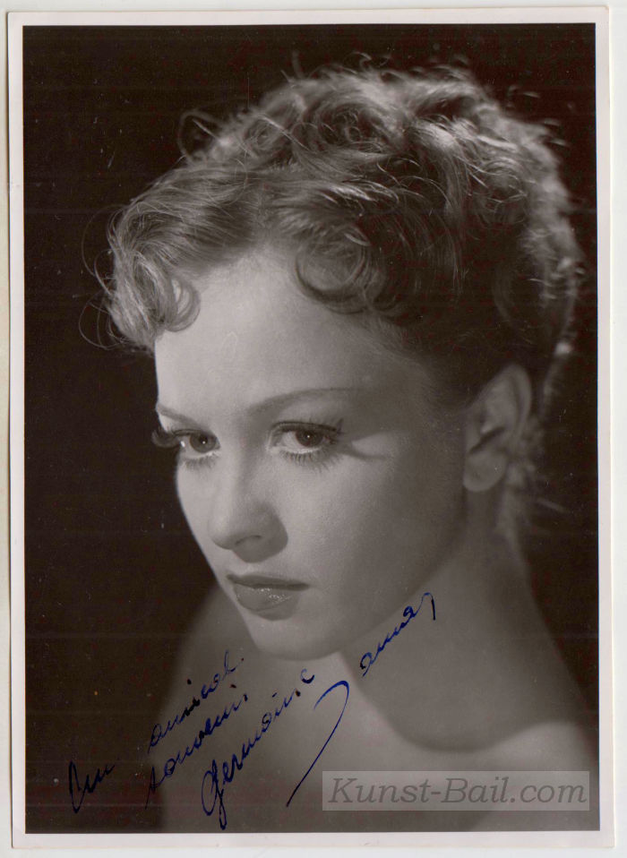 Germaine Damar, Autogramm auf Portrtaitfoto, 1952-image
