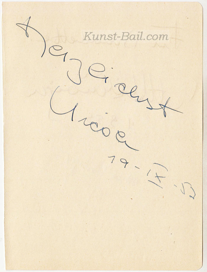 Nicole Heesters & Attila Hörbiger, Autogramme auf Albumblatt, 1953-image