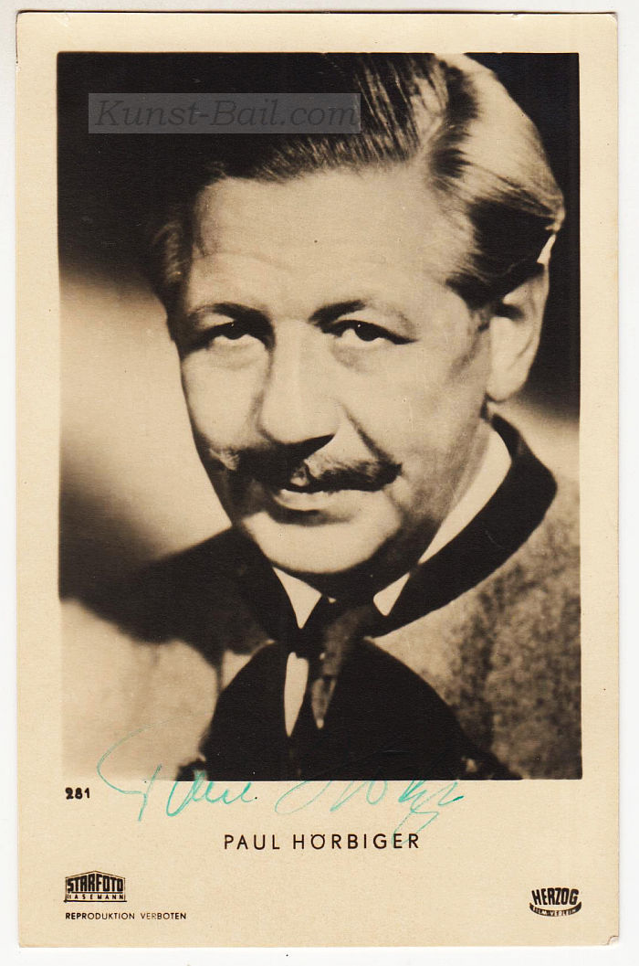 Paul Hörbiger, Autogramm auf Bildpostkarte, 1953-image