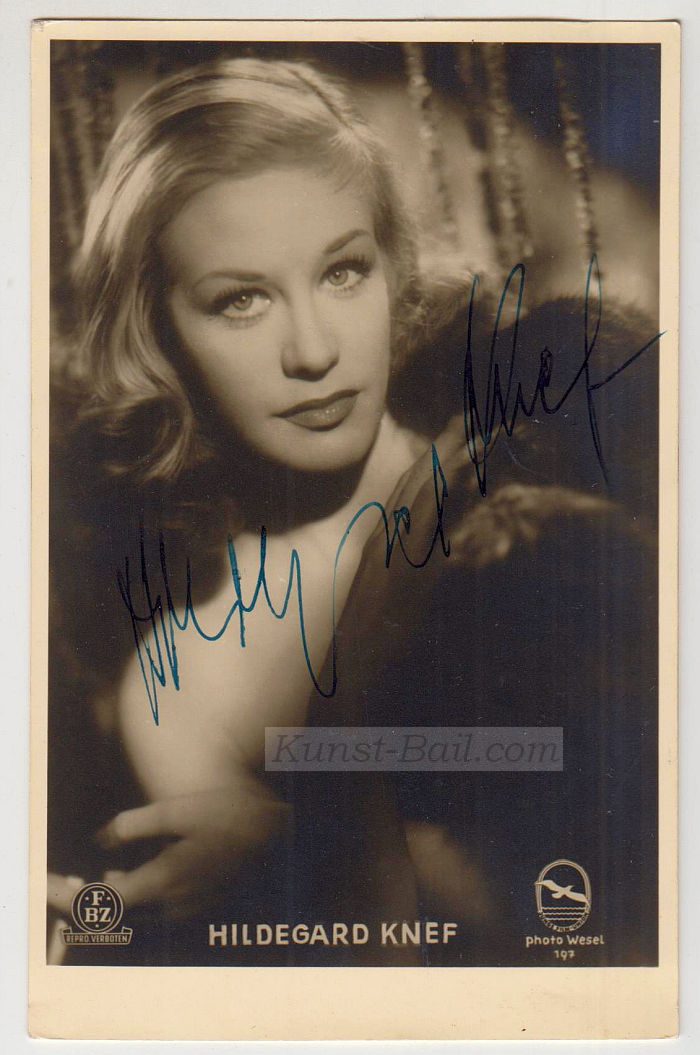 Hildegard Knef, Autogramm auf Bildpostkarte, 1952-image