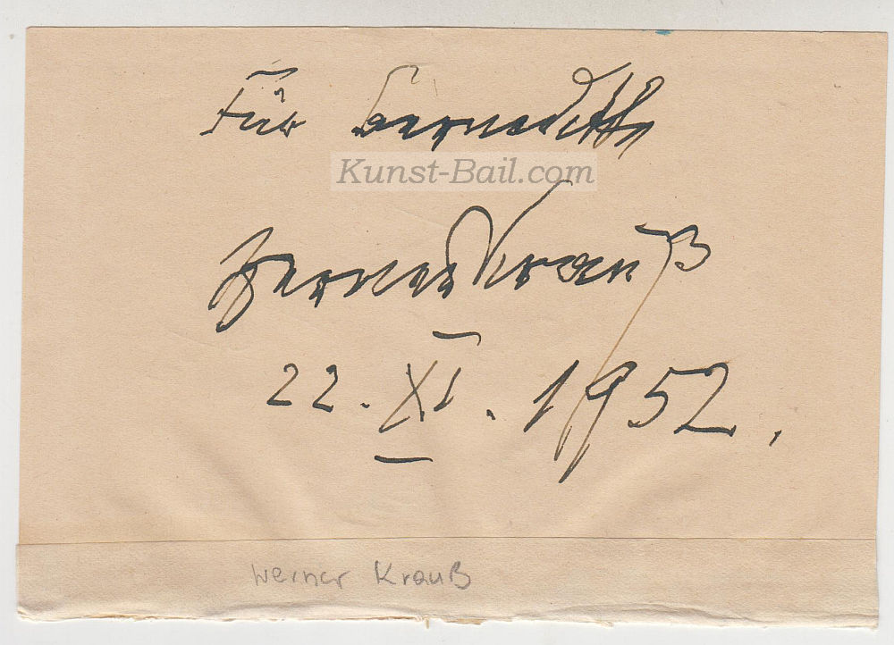 Werner Krauß, Autogramm auf Albumseite, 1952-image