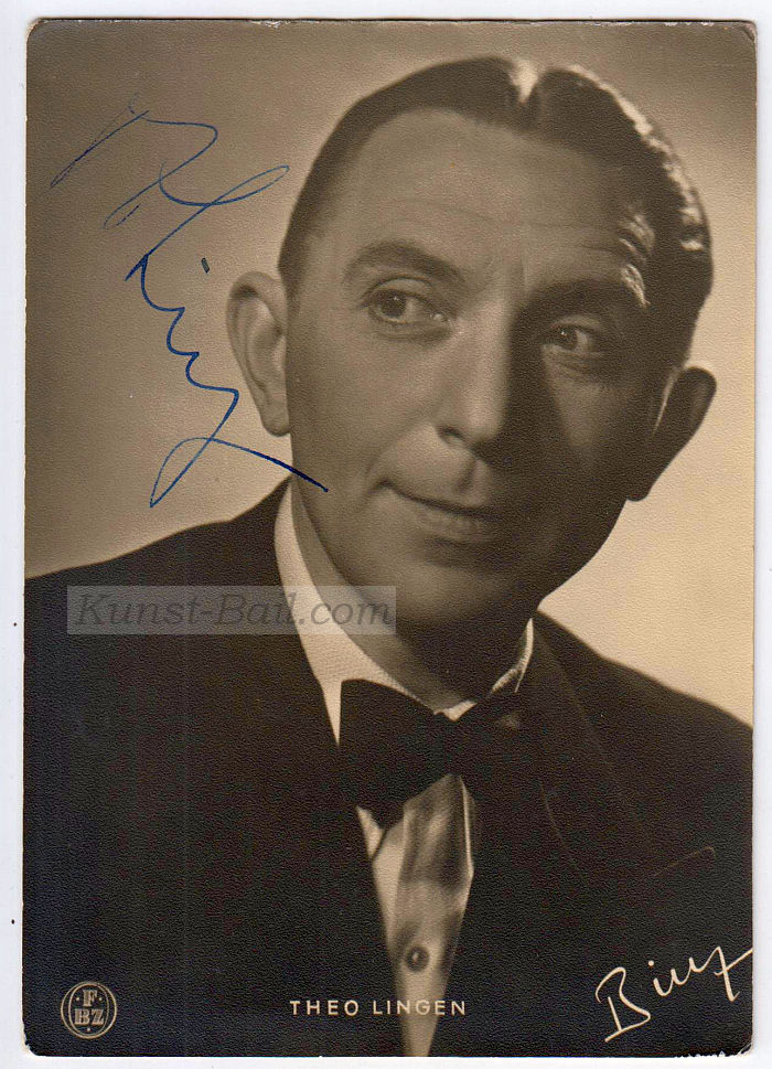 Theo Lingen, Autogramm auf Bildpostkarte, 1952-image
