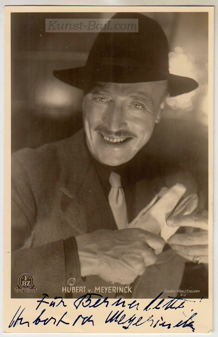 Hubert von Meyerinck, Autogramm auf Bildpostkarte, 1953-image