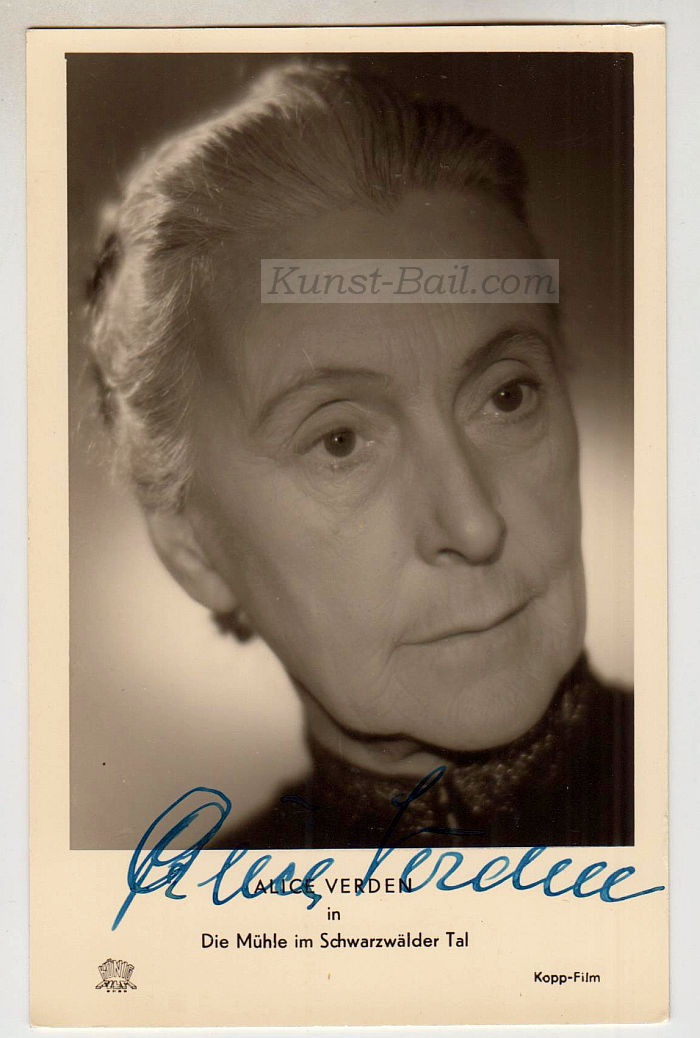 Alice Verden, Autogramm auf Bildpostkarte, 1952-image