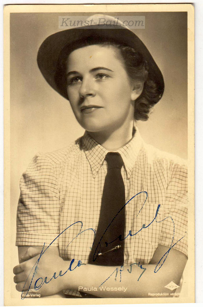 Paula Wessely, Autogramm auf Bildpostkarte, 1953-image