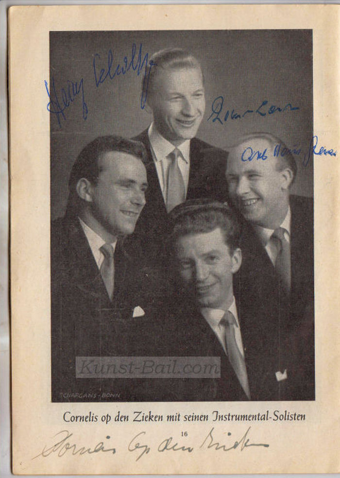 Cornelis op den Zieken & Band, 4 Autogramme, 1952-image