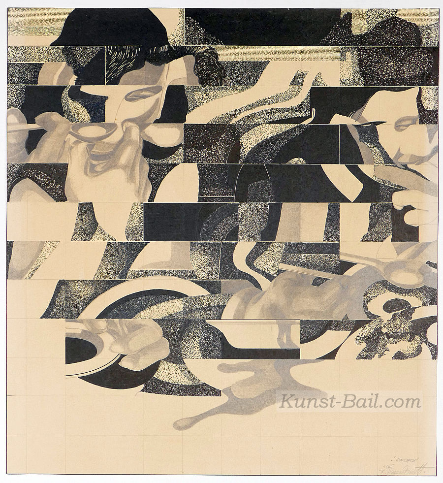 B. Hammerschmidt, ! Goulack !, Tusche und Bleistift auf Zeichenpapier, signiert, datiert 1975-image