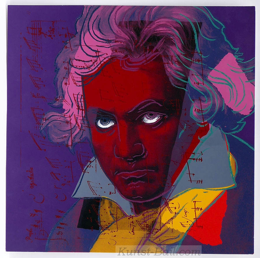 Hans-Jürgen Kuhl, Beethoven, Siebdruck, nicht signiert oder nummeriert, stark verkleinerte Ausgabe der limitierten Auflage von 1989