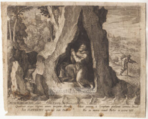 Johann Sadeler nach Maerten de Vos, der Heilige Johannicius von Bithynirn als Einsiedler, Kupferstich, um 1580-image