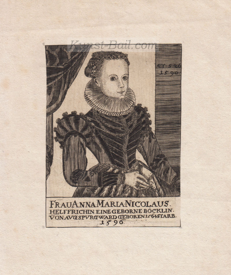 Anna Maria Nicolaus Helffrichin, Kupferstichportrait, um 1600-image