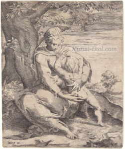 Jan Dammeszoon de Hoey, Mutter mit Kind, Kupferstich, um 1600-image