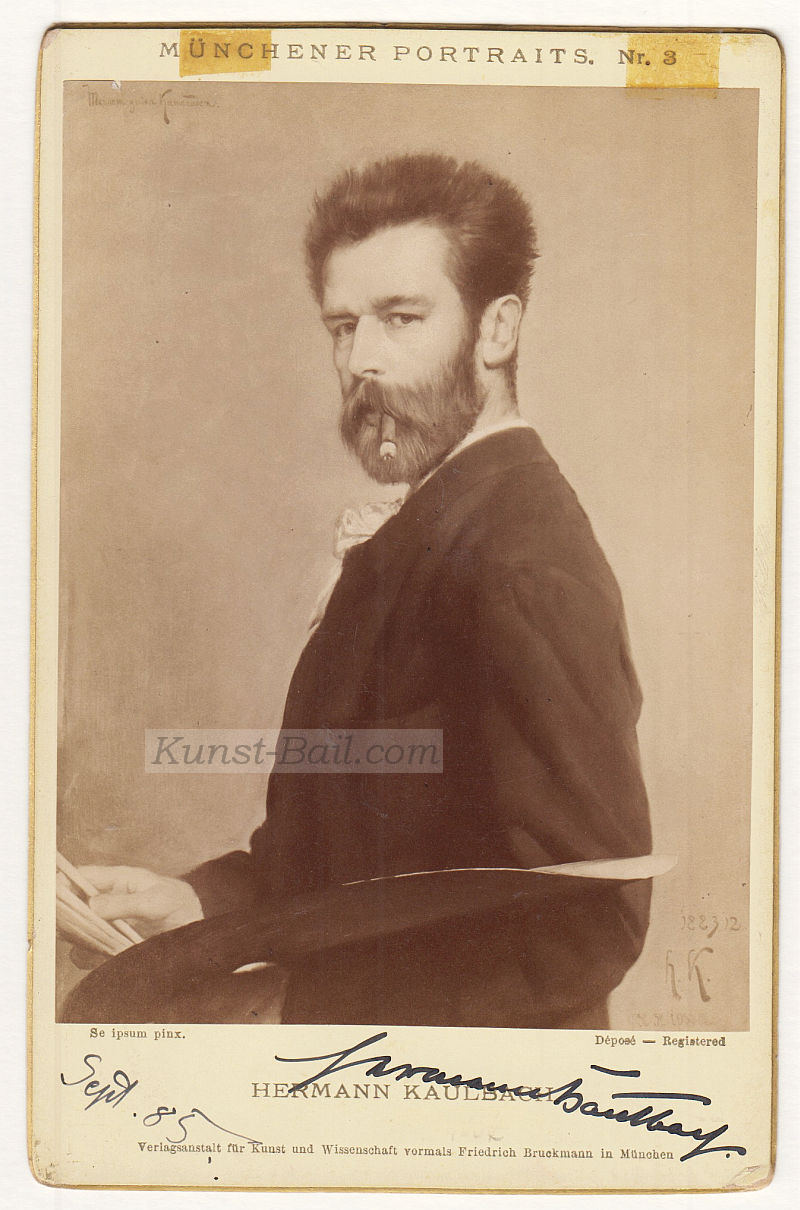 Hermann Kaulbach, eh. Autgramm auf Bildposkarte, 1885-image