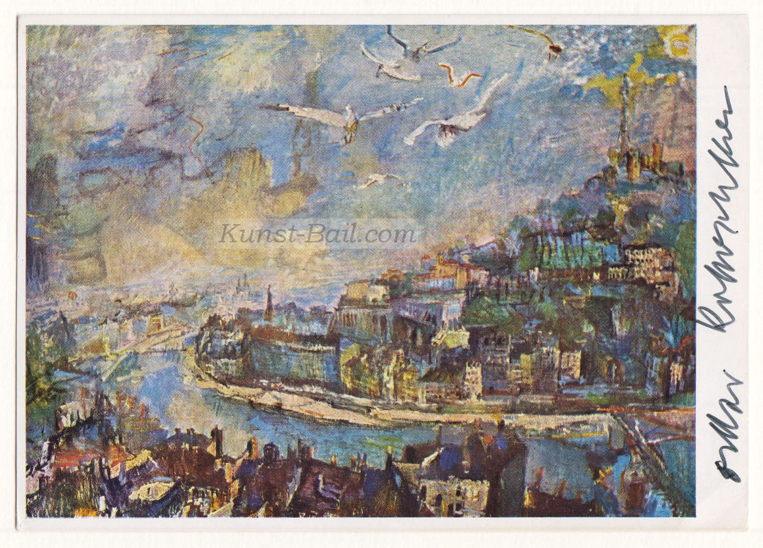 Oskar Kokoschka, eh. Unterschrift auf Bildpostkarte-image