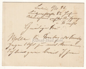 Lesser Ury, eh. beschriebenes Kärtchen mit Unterschrift, Berlin 1896-image