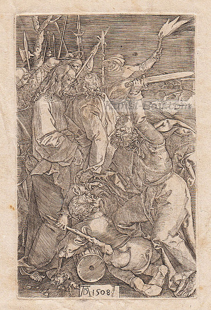Albrecht Dürer (nach), Die Gefangennahme Christi, Kupferstich, wohl 16. Jhdt.-image