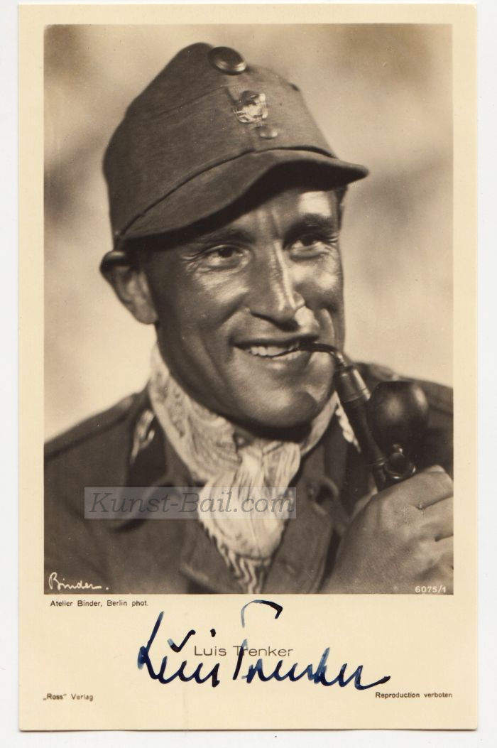 Luis Trenker, Original-Autogramm auf Postkarte, 1930er-image