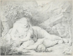 Pompeo Battoni, NACH, die büßende Magdalena, Kohlezeichnung, 19. Jhdt.-image