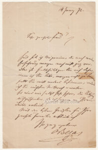 Adalbert Begas, eigenhändiger Brief mit Unterschrift, 1872-image