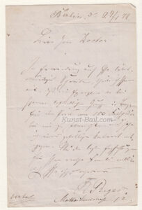 Reinhold Begas, eigenhändiger Brief mit Unterschrift, 1874-image