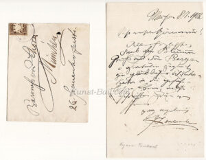 Franz von Lenbach, eigenhändiger Brief mit Unterschrift und beiliegendem Kuvert, 1902-image