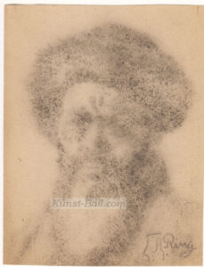 Lauritz Andersen Ring, Portrait eines Bärtigen Mannes (Rembrandt ?), Kohle, signiert, um 1880/1900-image